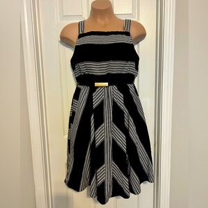 Elegant Black and White Striped Dress